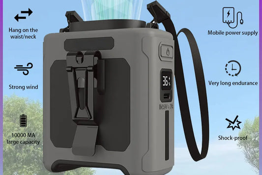 10000mAh Clip Fan with 5 Speeds & Light