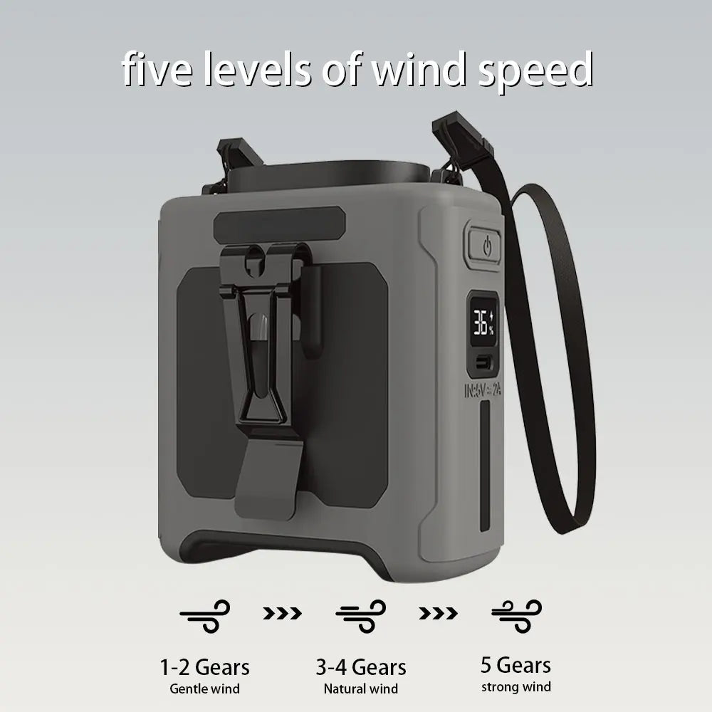 10000mAh Clip Fan with 5 Speeds & Light